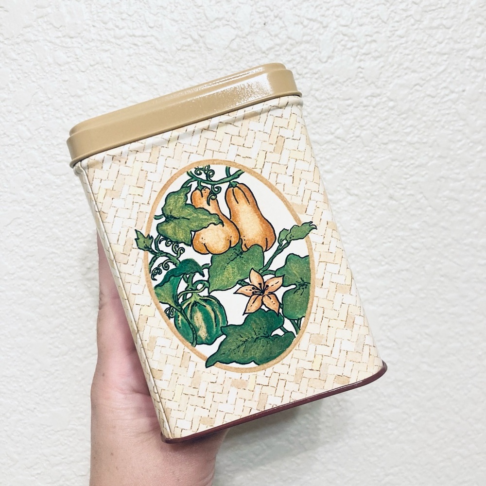 Vintage 1983 Tin Can Storage Box Kitchen Decor Retro